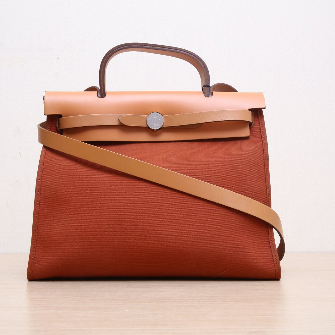 Hermès Herbag 31 Terre Battue (R1) Toile & Vache Hunter Palladium Hardware