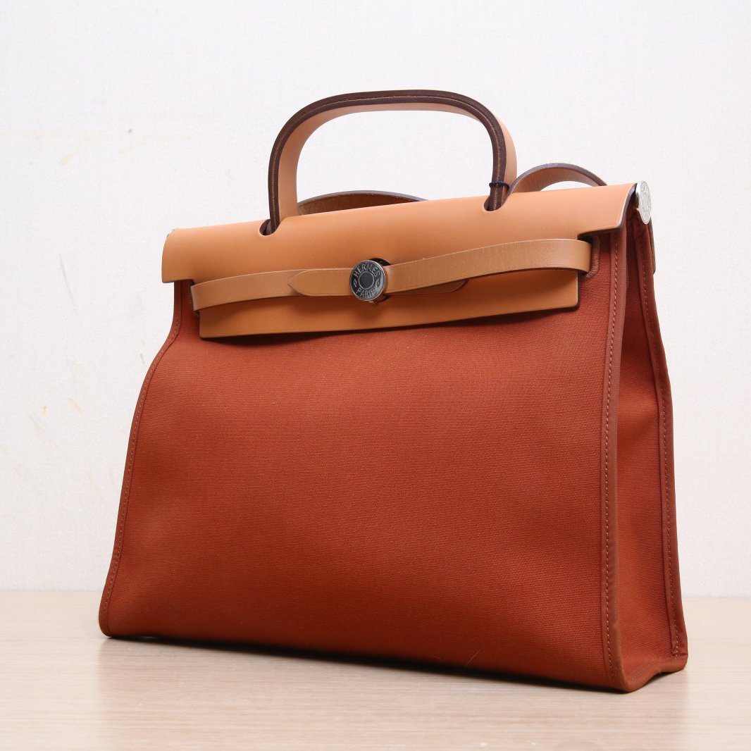 Hermès Herbag 31 Terre Battue (R1) Toile & Vache Hunter Palladium Hardware