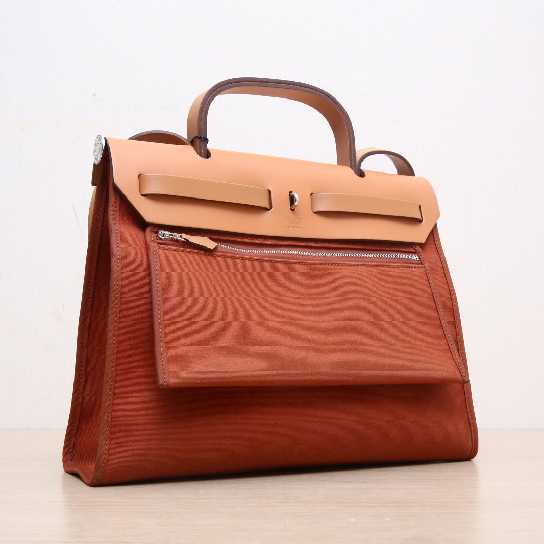 Hermès Herbag 31 Terre Battue (R1) Toile & Vache Hunter Palladium Hardware
