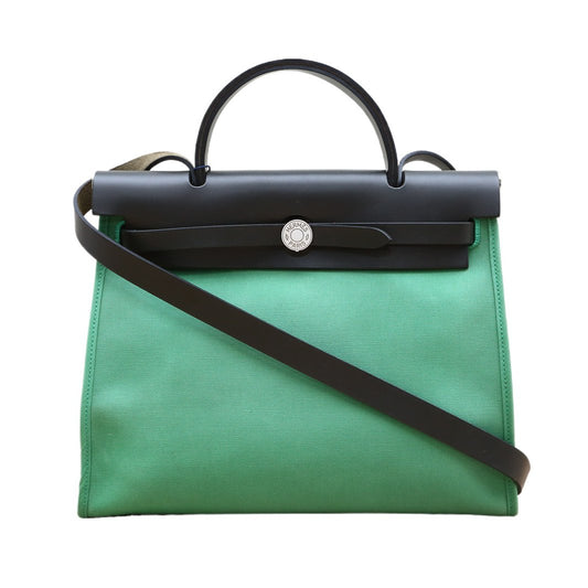 ermès Herbag 31  Noir (89) & Bambou (1K) Toile & Vache Hunter Palladium Hardware