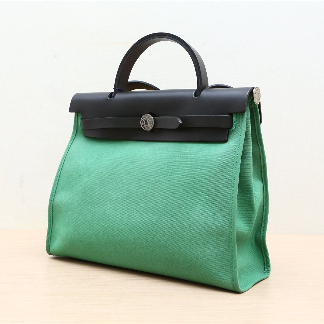 ermès Herbag 31  Noir (89) & Bambou (1K) Toile & Vache Hunter Palladium Hardware