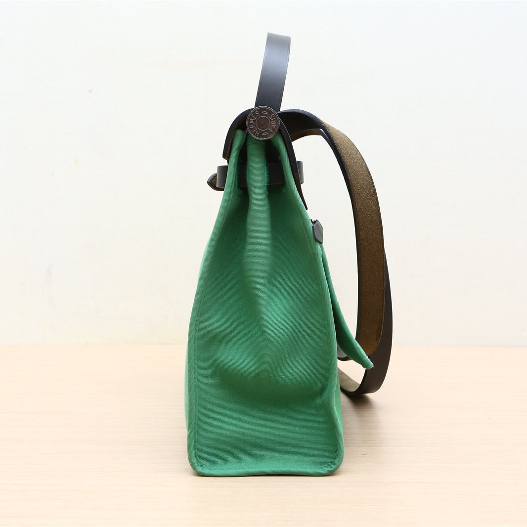 ermès Herbag 31  Noir (89) & Bambou (1K) Toile & Vache Hunter Palladium Hardware