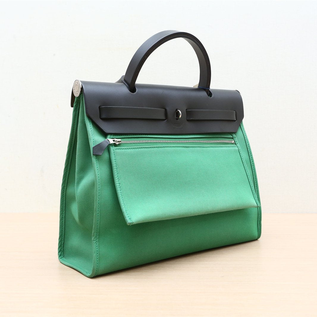 ermès Herbag 31  Noir (89) & Bambou (1K) Toile & Vache Hunter Palladium Hardware