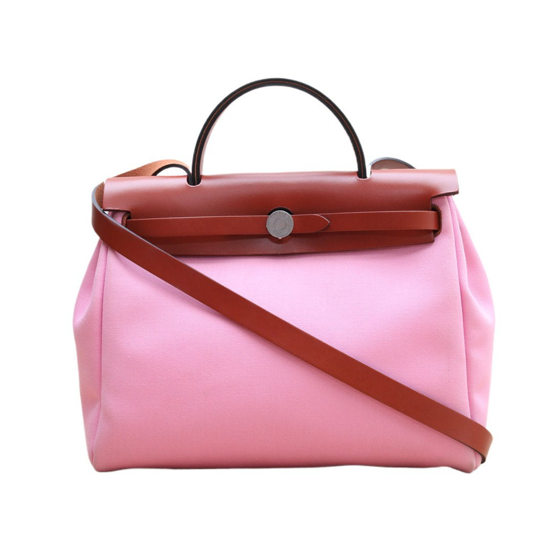 Hermès Herbag 31 Pink (5P) Toile & Vache Hunter Palladium Hardware