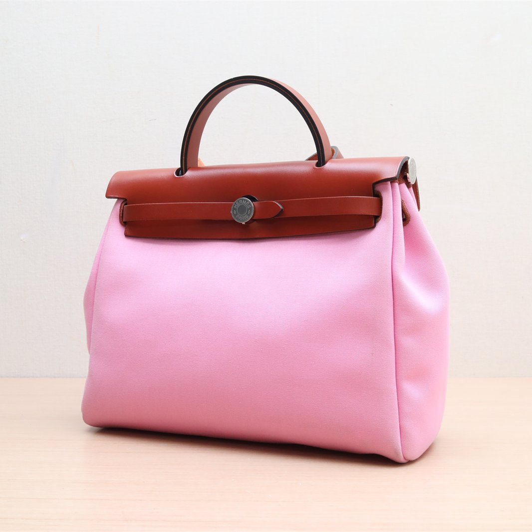 Hermès Herbag 31 Pink (5P) Toile & Vache Hunter Palladium Hardware
