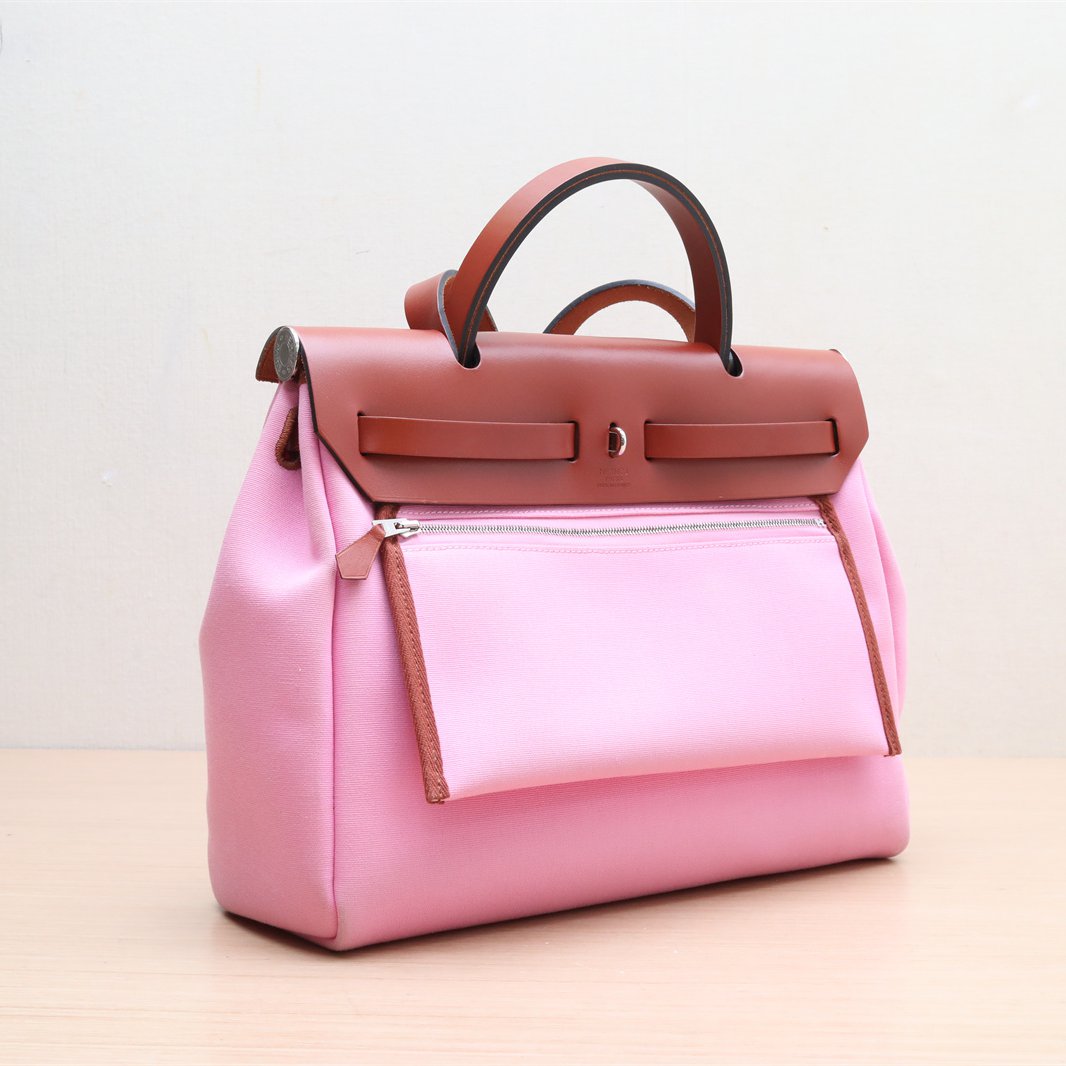 Hermès Herbag 31 Pink (5P) Toile & Vache Hunter Palladium Hardware