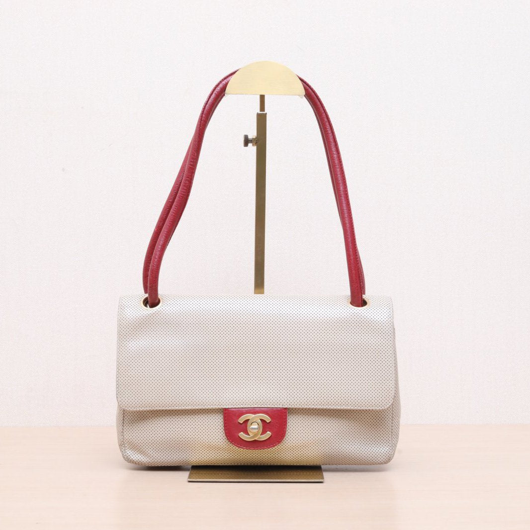 Chanel Vintage Beige Leather CC Flap Bag