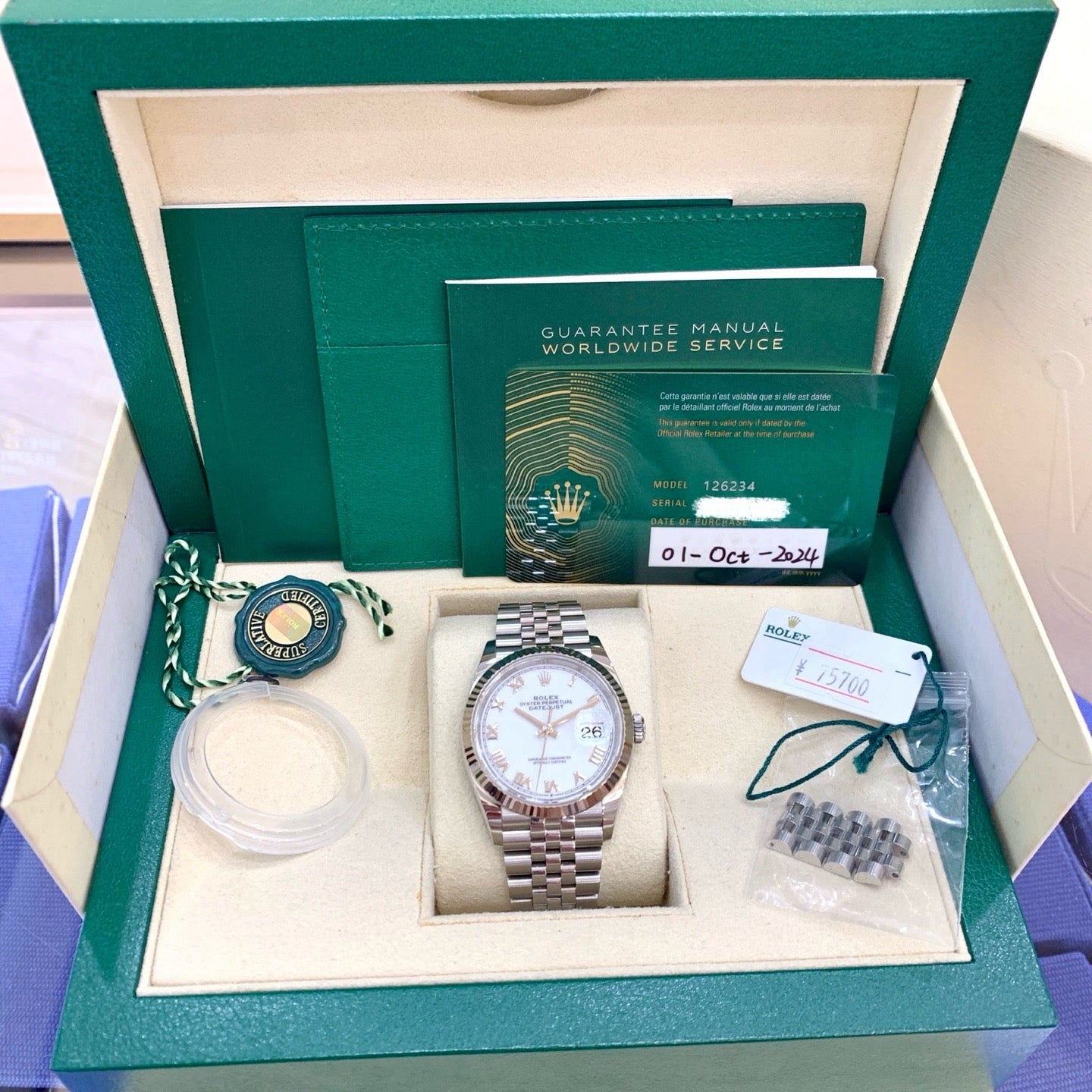 2024 Pre-owned Rolex - 126234-0025 Datejust 36 Stainless Steel / Fluted / White Roman / Jubilee