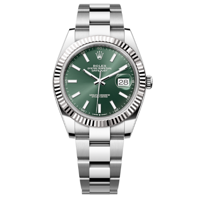 2025 Brand New Rolex - 126334-0027 Datejust 41 Stainless Steel - Fluted / Green / Oyster