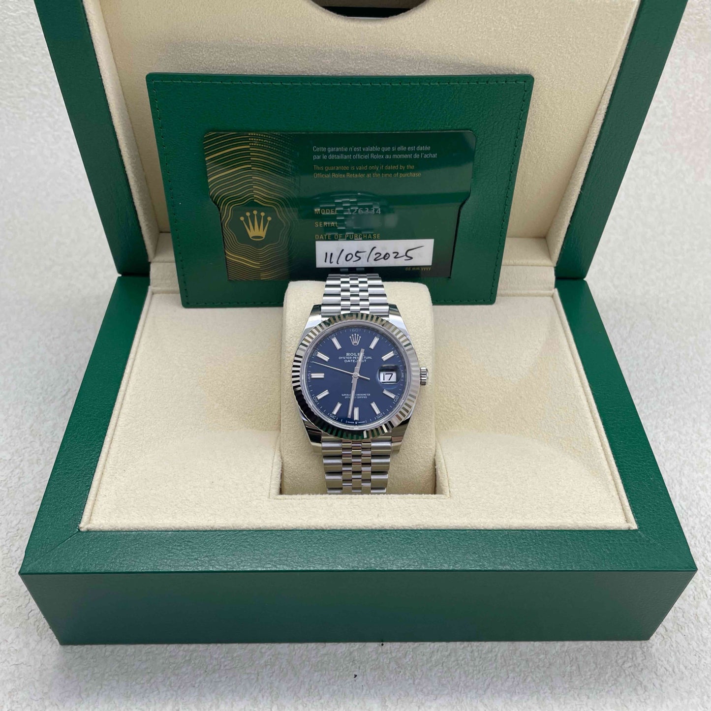 2025 Brand New Rolex - 126334-0002 Datejust 41 Stainless Steel Fluted / Jubilee / Blue