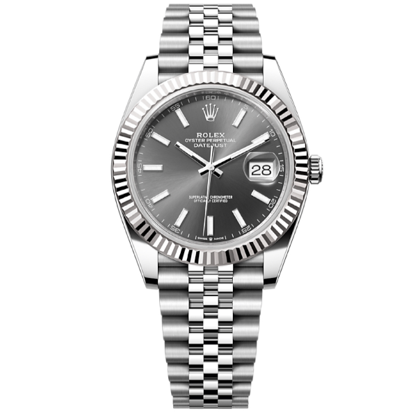 2025 Brand New Rolex - 126334-0014 Datejust 41 Stainless Steel Fluted / Jubilee / Dark Rhodium