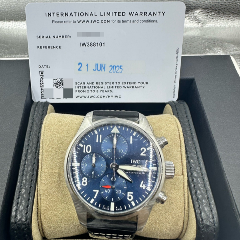2025 New IWC - IW388101 Pilot's Watch Chronograph 41 Stainless Steel / Blue