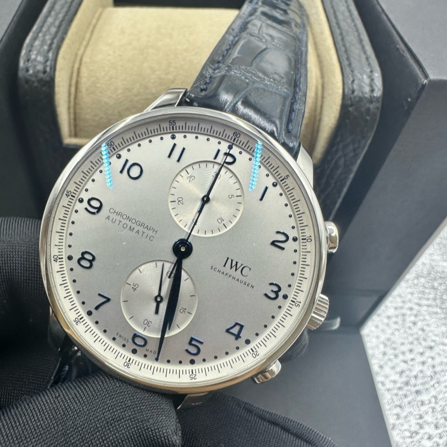 2025 New IWC - IW371605 Portugieser Chronograph Stainless Steel / Silver - Blue