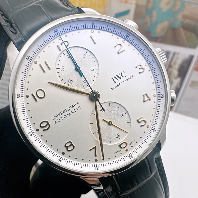2021 New IWC - IW371604 Portugieser Chronograph Stainless Steel / Silver - Rose