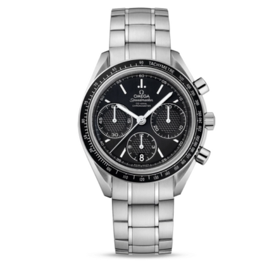 2025 New Omega - 326.30.40.50.01.001 Speedmaster Racing Co-Axial Chronograph Stainless Steel / Black / Bracelet