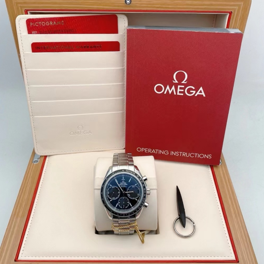 2025 New Omega - 326.30.40.50.01.001 Speedmaster Racing Co-Axial Chronograph Stainless Steel / Black / Bracelet