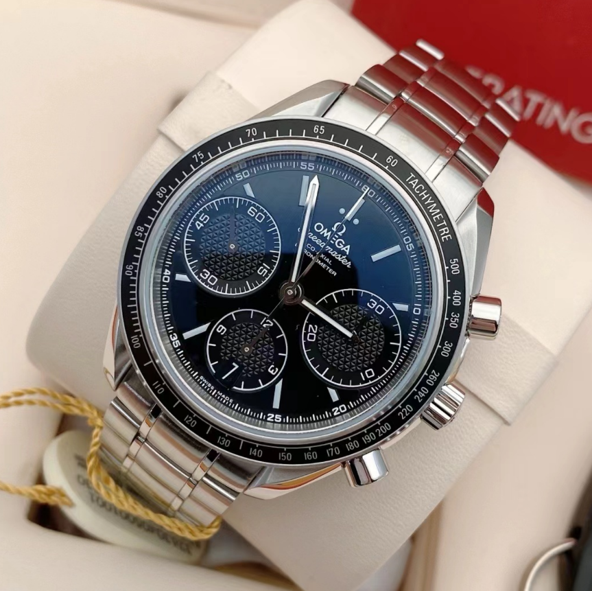 2025 New Omega - 326.30.40.50.01.001 Speedmaster Racing Co-Axial Chronograph Stainless Steel / Black / Bracelet