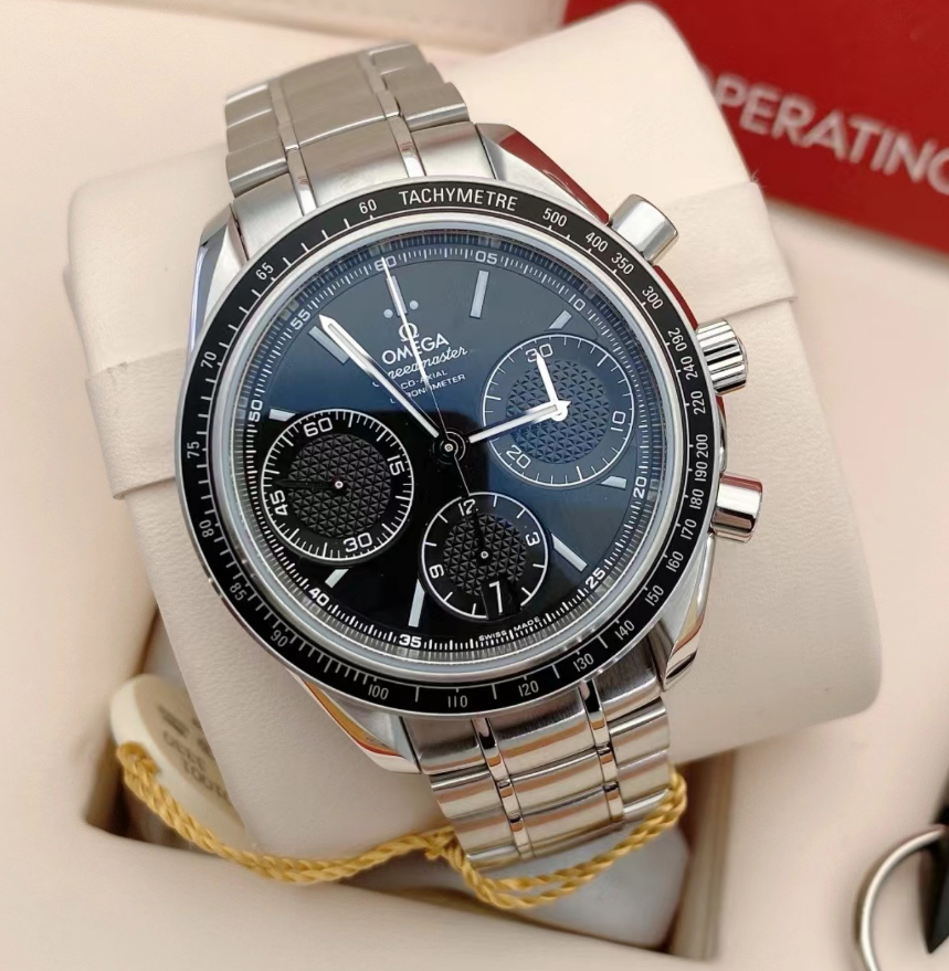 2025 New Omega - 326.30.40.50.01.001 Speedmaster Racing Co-Axial Chronograph Stainless Steel / Black / Bracelet