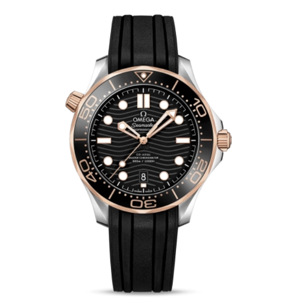 2025 Like New Omega - 210.22.42.20.01.002 Seamaster Diver 300M Master Co-Axial 42 Stainless Steel / Sedna Gold / Black / Rubber