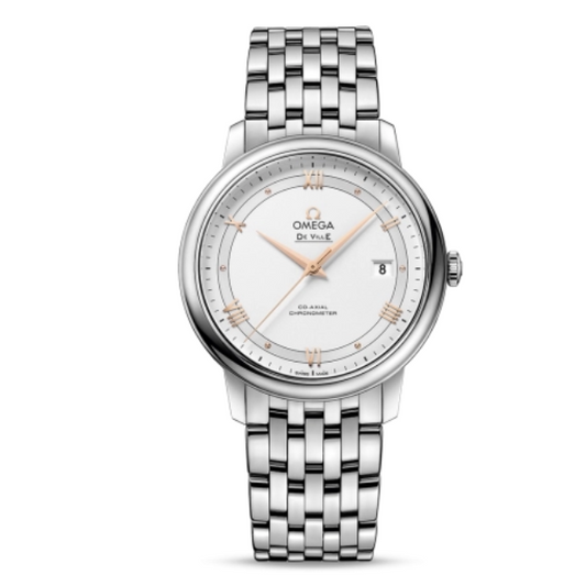 2025 New Omega - 424.10.40.20.02.002 De Ville Prestige Co-Axial 39.5 Stainless Steel / Vintage Silver / Bracelet