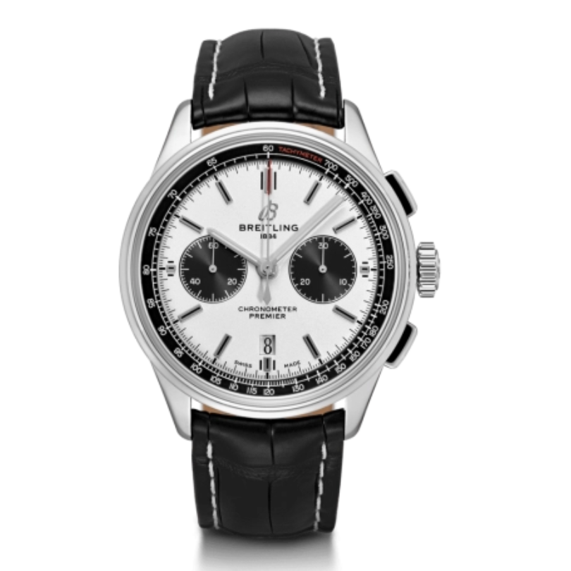 2023 Pre-owned Breitling - AB0118221G1P1 Premier B01 Chronograph 42 Stainless Steel / Silver / Croco / Folding