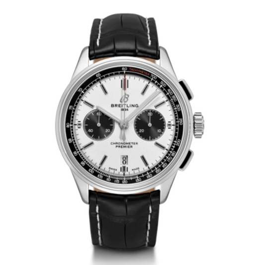 2023 Pre-owned Breitling - AB0118221G1P1 Premier B01 Chronograph 42 Stainless Steel / Silver / Croco / Folding