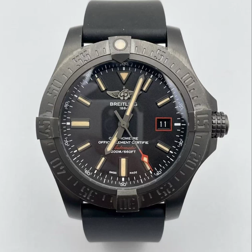 Pre-owned Breitling - V17311101B1W1 Avenger Blackbird 44 Black Titanium / Volcano Black / Military / Pin