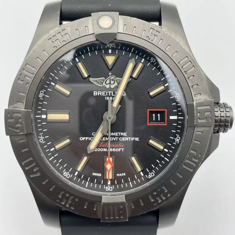 Pre-owned Breitling - V17311101B1W1 Avenger Blackbird 44 Black Titanium / Volcano Black / Military / Pin