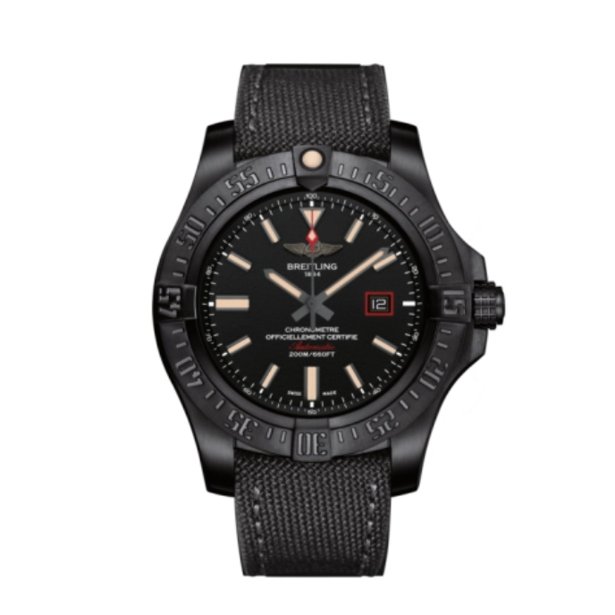 Pre-owned Breitling - V17311101B1W1 Avenger Blackbird 44 Black Titanium / Volcano Black / Military / Pin