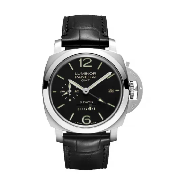 2024 Like New Panerai - PAM00233 Luminor 1950 44 8 Days GMT Stainless Steel / Black