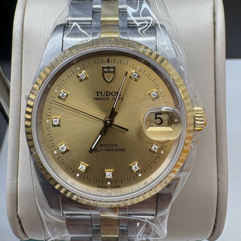 Watch Only Pre-owned  M74033-0015 Tudor Prince Date Day Champagne Dial Diamond