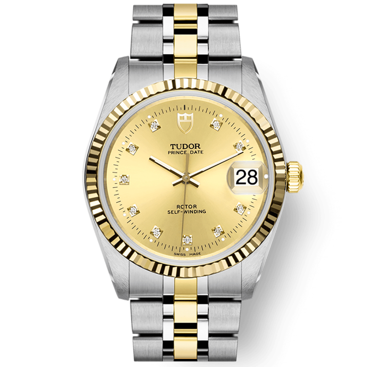 Watch Only Pre-owned  M74033-0015 Tudor Prince Date Day Champagne Dial Diamond
