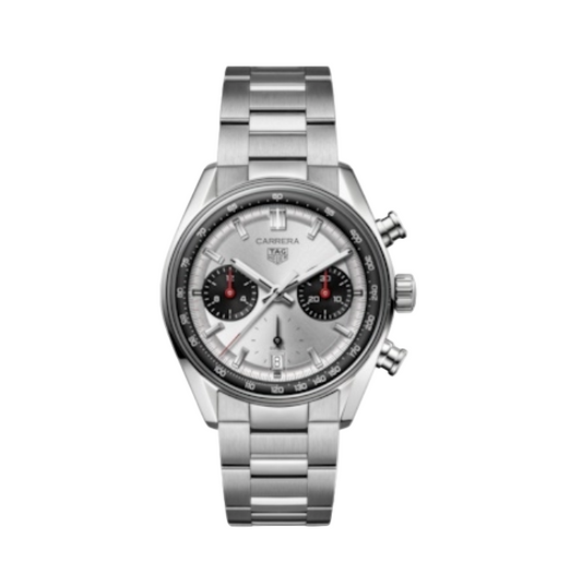 2025 New TAG Heuer - CBS2216.BA0041 Carrera Chronograph Glass Box Stainless Steel / Panda / Bracelet