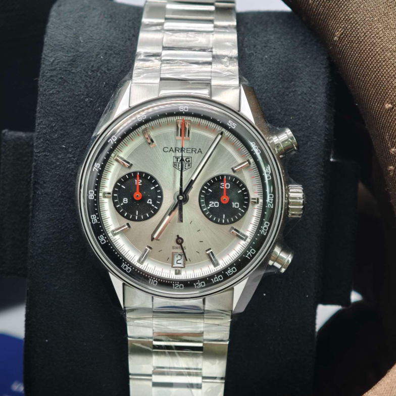 2025 New TAG Heuer - CBS2216.BA0041 Carrera Chronograph Glass Box Stainless Steel / Panda / Bracelet