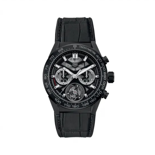 Watch Only TAG Heuer - CAR5A90.FC6415 Carrera Calibre Heuer 02T 45 Chronograph Tourbillon Ceramic / Alligator