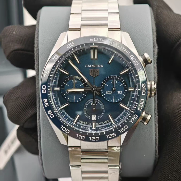 2025 New TAG Heuer - CBN2A1A.BA0643 Carrera Calibre Heuer 02 44 Stainless Steel / Blue / Bracelet