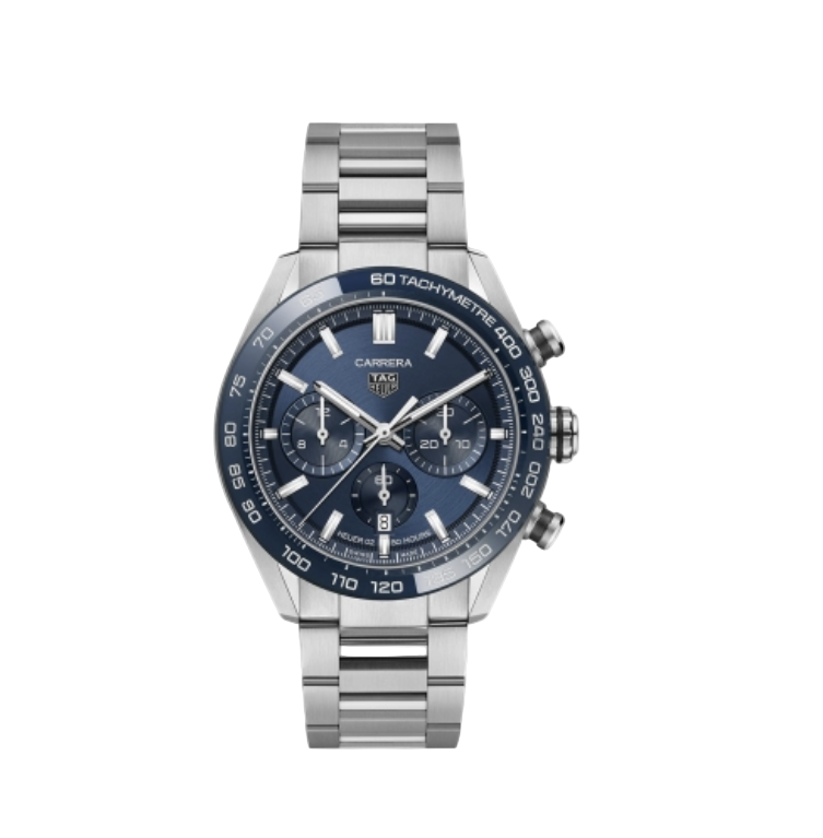 2025 New TAG Heuer - CBN2A1A.BA0643 Carrera Calibre Heuer 02 44 Stainless Steel / Blue / Bracelet