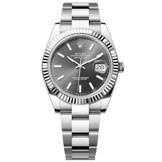 2025 Brand New Rolex - 126334-0013 Datejust 41 Stainless Steel Fluted / Oyster / Dark Rhodium
