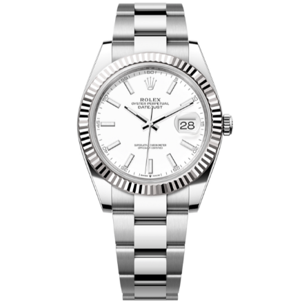 2025 Brand New Rolex - 126334-0009 Datejust 41 Stainless Steel Fluted / Oyster / White