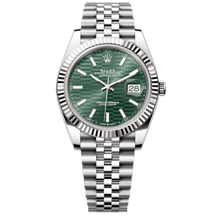 2022 Pre-owned Rolex - 126334-0030 Datejust 41 Stainless Steel - Fluted / Green - Fluted / Jubilee