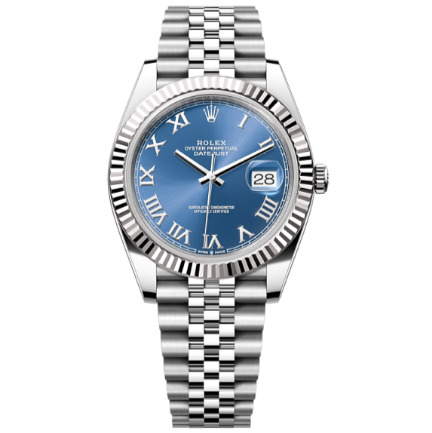 2025 Brand New Rolex - 126334-0026 Datejust 41 Stainless Steel Fluted / Blue - Roman / Jubilee