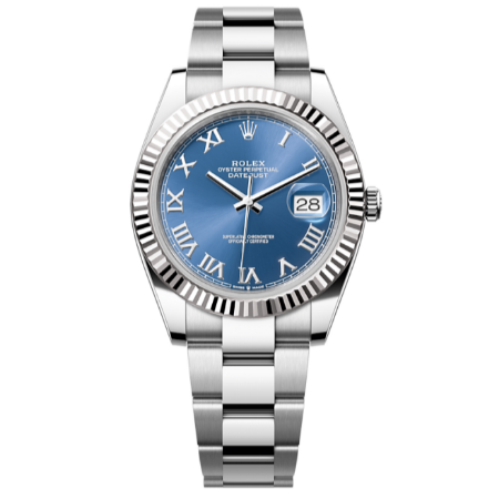 2024 Pre-owned Rolex - 126334-0025 Datejust 41 Stainless Steel Fluted / Blue - Roman / Oyster