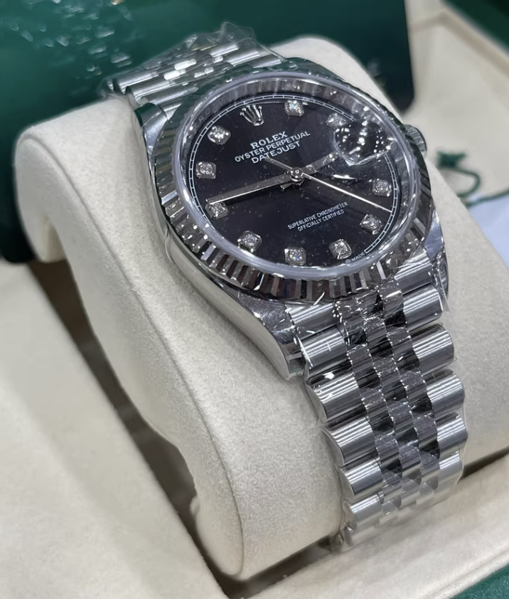 2025 Brand New Rolex - 126234-0027 Datejust 36 Stainless Steel / Fluted / Black-Diamond / Jubilee