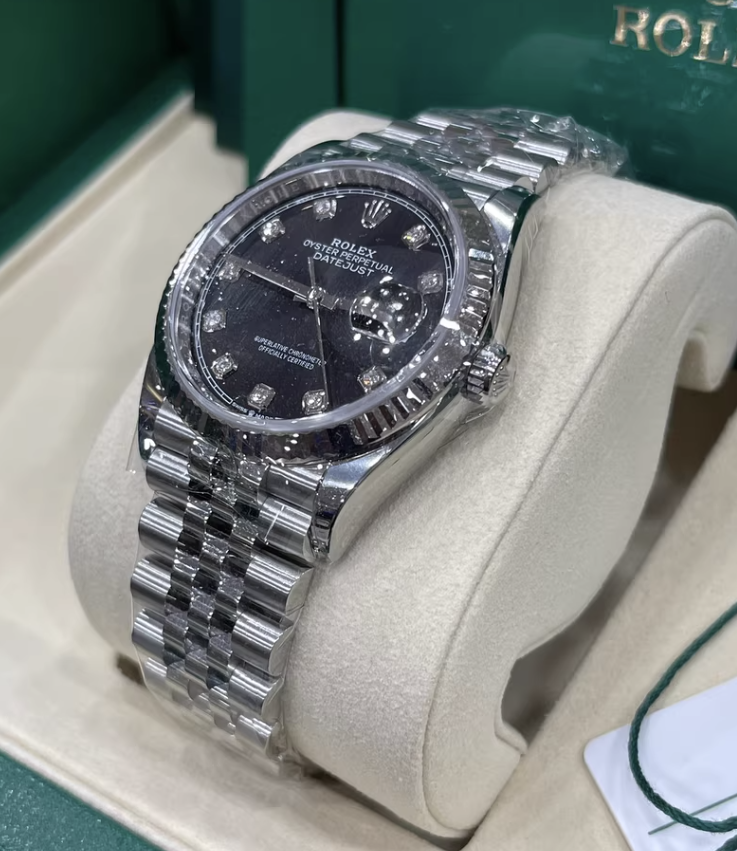 2025 Brand New Rolex - 126234-0027 Datejust 36 Stainless Steel / Fluted / Black-Diamond / Jubilee
