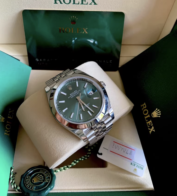2025 Brand New Rolex - 126300-0020 Datejust 41 Stainless Steel Smooth / Jubilee / Green