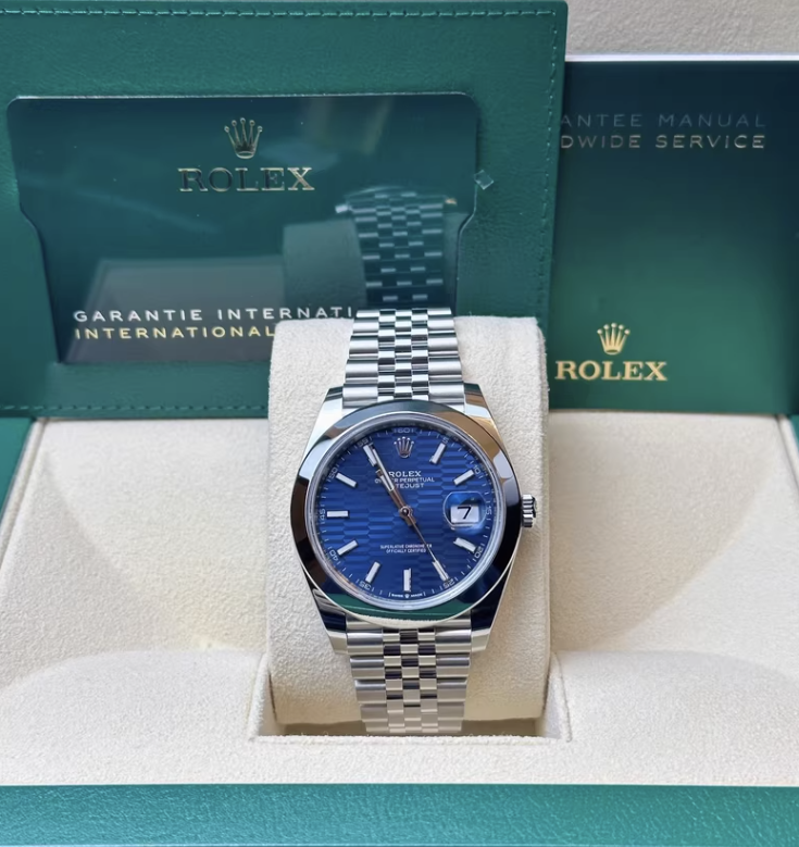 2024 Pre-owned Rolex - 126300-0024 Datejust 41 Stainless Steel Smooth / Jubilee / Blue- Fluted
