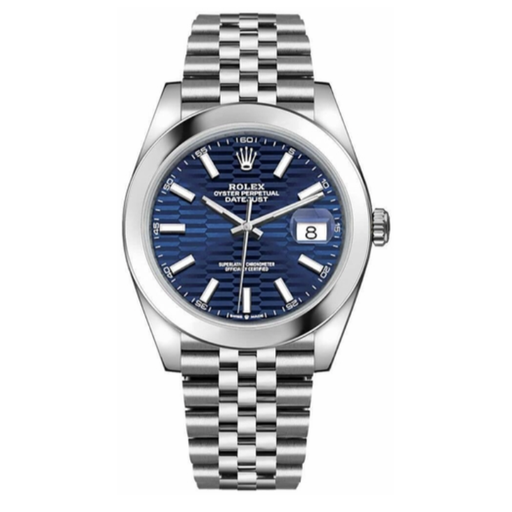 2024 Pre-owned Rolex - 126300-0024 Datejust 41 Stainless Steel Smooth / Jubilee / Blue- Fluted