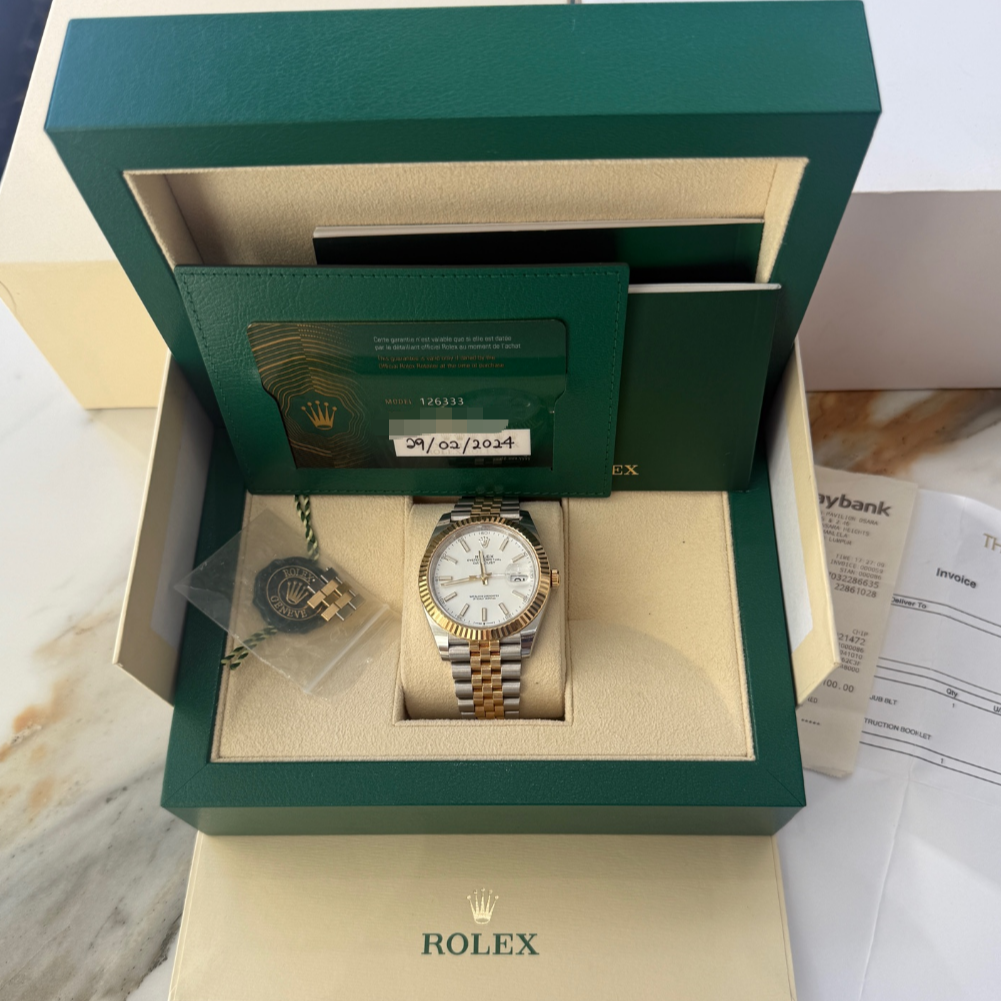 2024 Pre-owned Rolex - 126333-0016 Datejust 41 Rolesor Yellow Fluted / Jubilee / White