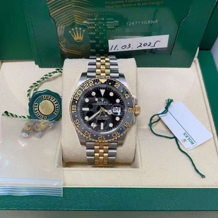 2025 Brand New Rolex - 126713GRNR-0001 GMT-Master II Stainless Steel - Yellow Gold / GRNR / Jubilee
