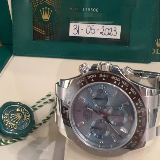 2023 Pre-owned Rolex - 116506-0002 Cosmograph Daytona Platinum / Cerachrom / Ice Blue - Baguette